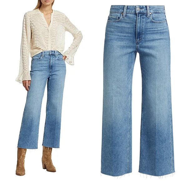 PAIGE Anessa High-Rise Crop Wide Leg Jeans In Bebop Size 30 - Picture 2 of 11